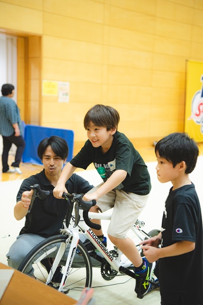自転車体験中